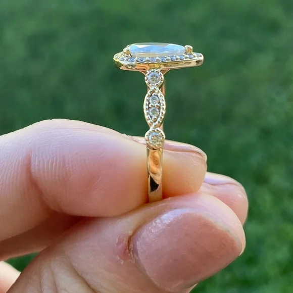 Moissanite, Diamond, And 14k Gold Engagement Ring